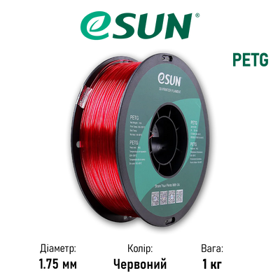 Пластик для 3D принтера (філамент) PETG eSUN, червоний (magenta), 1 кг
